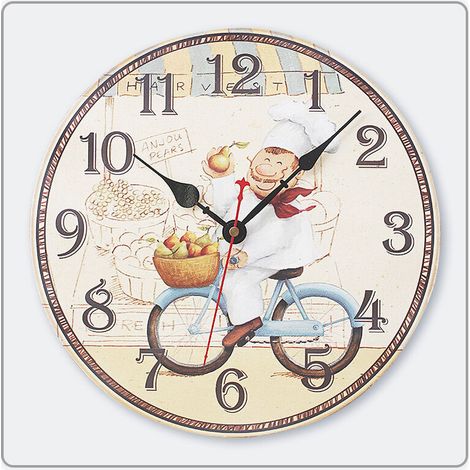 royaluxe - Horloge murale rétro horloge murale salon décoration chef pâtisserie modèle de dessin animé style silencieux , B-5 , 34234cm, (1/4)