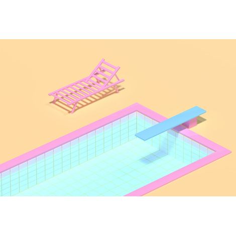 Tableau sur toile ambiance piscine minimaliste 30x45 cm - Impression sur Toile Murale Décorative - Image imprimée en HD sur Toile - Toile sur Châssis en Bois FSC - Fabriqué en France (1/5)