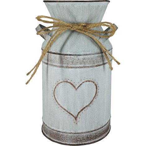 Vase Fleurs - En Tôle Galvanisée - Style Rétro Campagnard - Pour Fleurs Séchées ou Artificielles - 10,5 x 19 cm - 1 Pièce (1/5)