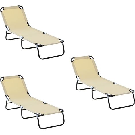 3er-Set sonnenliege Gartenliege verstellbare Rückenlehne Stahl Blau 188x56x28cm ideal für Garten Balkon