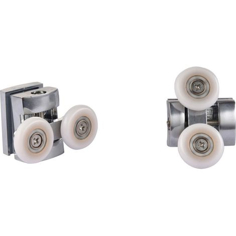 Coppia cuscinetti doppia ruota attacco superiore in metallo cromato vetro 6-8 mm Ø23 mm
