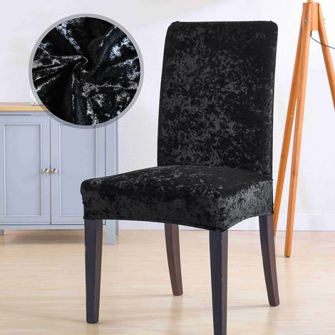 Housse de chaise en velours noir, lot de 4 housses extensibles pour chaises de salle à manger, taille M