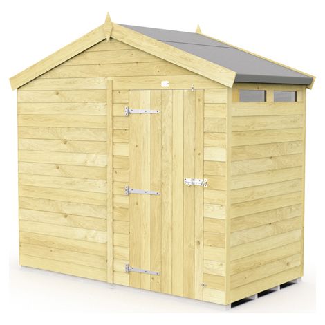 8 x 4 Feet Apex Security Shed - Single Door - Wood - L127 x W231 x H217 cm