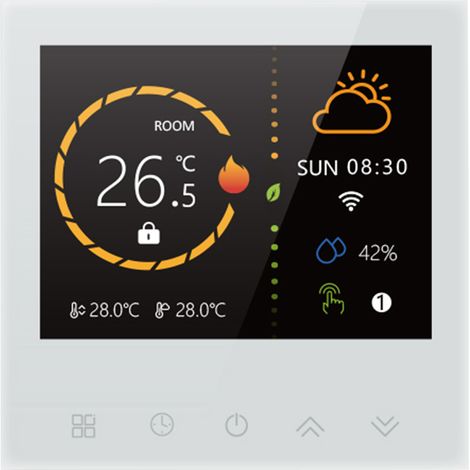 Thermostat intelligent sans fil, panneau de commande de chauffage de l'eau et du sol, Programmable, blanc (1/5)