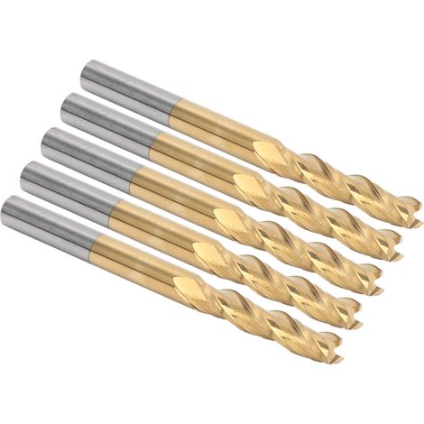 5 Fraises CNC 3 Têtes Plate Revêtement Titane 3.175mm pour Usinage Bois Métal