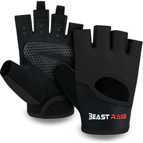 Gants D'Entrainement - Paume En Cuir Synthétique - Design Sans Doigts - Aération Mesh - Sangle Velcro - Pour Musculation Cyclisme Tirage - Par 1 (1/5)