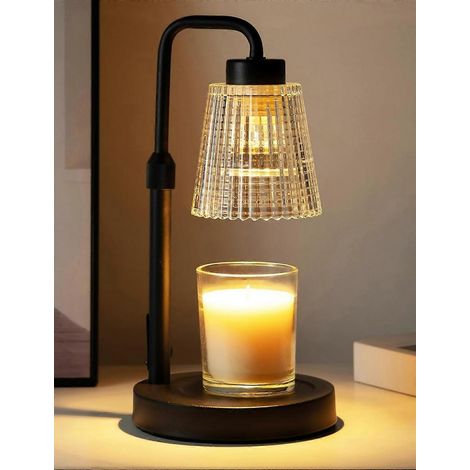 Kerzenwärmerlampe mit Timer, höhenverstellbar, dimmbar, für Wohnaccessoires, Wachswärmerlampe für Glaskerzen mit 2 Glühbirnen, Schwarz (1/5)