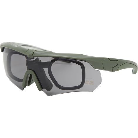 Schießbrille, UV-Schutz, Militärstil, wind- und staubdicht, Halbrahmen, für Damen und Herren, olivgrün. (1/5)