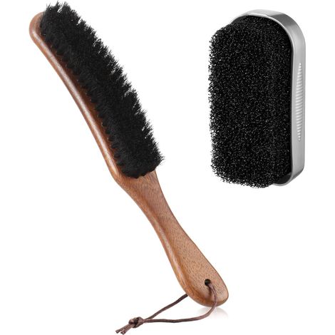 Patelai Lot de 2 brosses en feutre de crin de cheval pour le nettoyage du chapeau couleur bois Brosse à chapeau de cowboy avec (1/4)