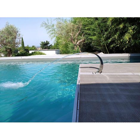 Fontaine piscine inox 304 Mini Cobra 35cm – Finition poli miroir – Raccord 1'' – Pompe recommandée 0.33 à 1 cv – Ambiance relaxante