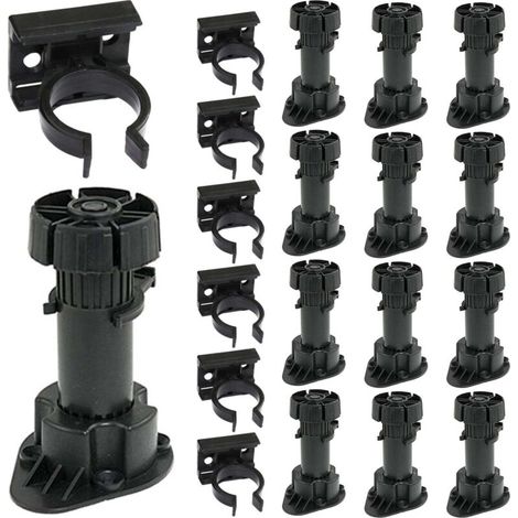 12 pièces 8 pieds + 6 clips réglables en hauteur pour armoire de cuisine avec support de fixation (1/3)
