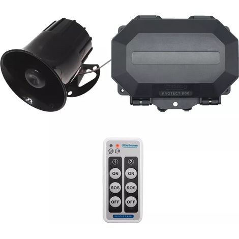 Récepteur extérieur armable sans fil 800m avec sirène 118dB 6 tons & télécommande - 2 ZONES temporisées (PROTECT 800) (1/5)