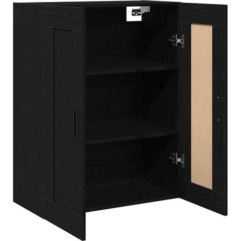 Wandmontierter Schrank Schwarz Eichen-Optik 69,5 x 34 x 90 cm