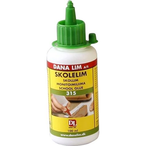 Colle blanche à base d'eau Dana - pour papier, textile et bois - transparente et puissante - diluable à l'eau - lavable. réf 39002