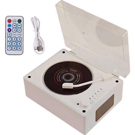Enceinte CD Bluetooth 5.1 avec lecteur à tiroir, finition bois blanc (1/5)