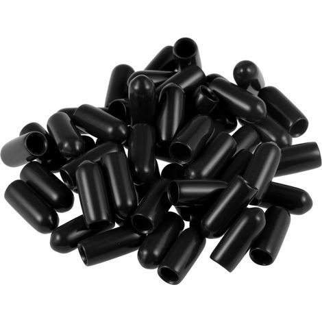 50 Stück Kappen, 4,5 mm Durchmesser, Gummi, Schwarz, für Rohre und Schrauben (1/4)