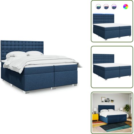 Boxspringbett mit Matratze Blau 200x200 cm Stoff - Boxspringbett - Doppelbett - Bettenrahmen - Liegekomfort - Matratze (1/5)
