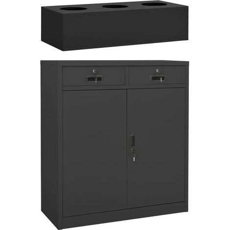 Armoire de bureau avec jardinière design moderne 90 x 40 x 125 cm espace de rangement en acier anthracite (1/5)
