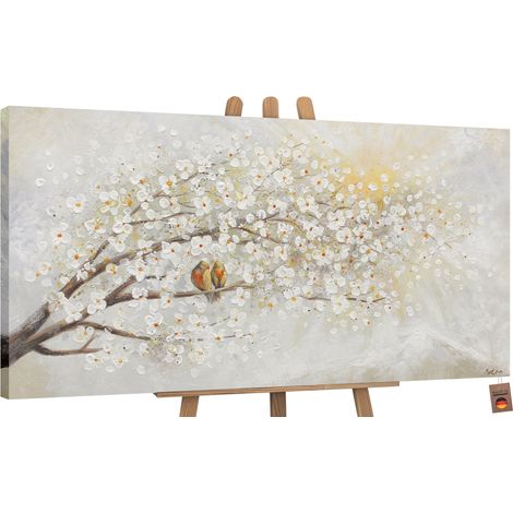 Handgemalte Blumenbilder auf Leinwand Sonnenaufgang 100x50 cm (1/5)