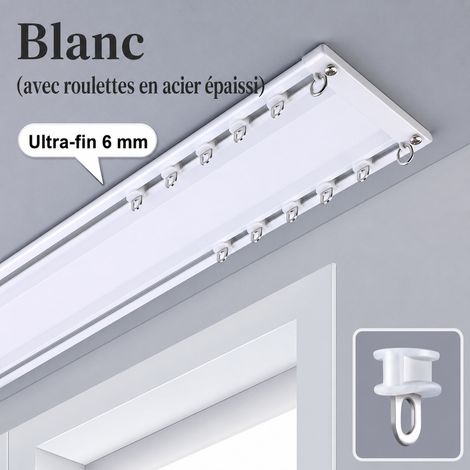 Double rail en alliage d'aluminium blanc de 140 cm, doté d'une conception modulaire en trois sections pour un montage flexible  convient aux rideaux fixés au plafond. (1/5)