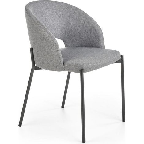 Chaise en tissu gris avec pieds en acier noir LAW (1/5)
