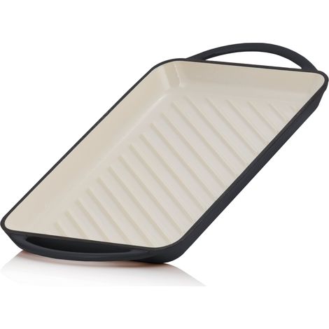 Mahlzeit Plaque de cuisson en fonte émaillée 39,5 x 22 x 3,5 cm Plaque fonte avec deux poignées (1/5)