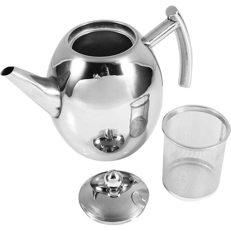Théière en acier inoxydable Théière Cafetière Bouilloire Boissons Serveware Serveurs à café avec Insufer amovible pour thé en vrac(1000ml) (1/5)