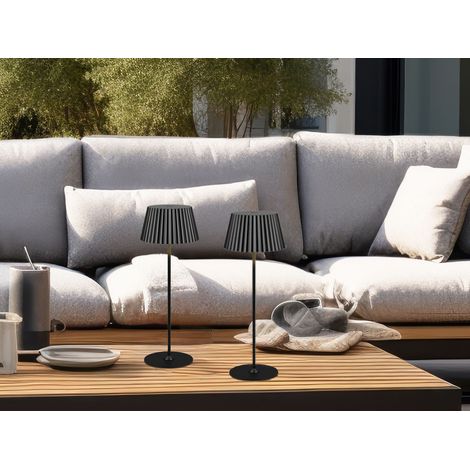 2er SET Akku LED Tischlampen kabellos für Innen & Außen, Schwarz - Höhe 39cm