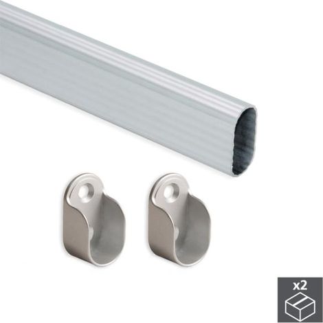 Emuca – Rail de porte coulissante 0,95 m – Tube aluminium anodisé mat 30x15 mm – Charge maximale 100 kg – Garniture de porte incluse