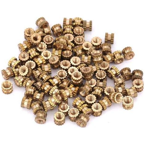 M2 Écrou Moleté Insert Fileté Cylindrique Écrou Filetage Femelle en Laiton Écrou Incorporé Écrou Insert Moleté Écrou Inclus Embouti Moulé(M243.5（100pcs）). (1/5)