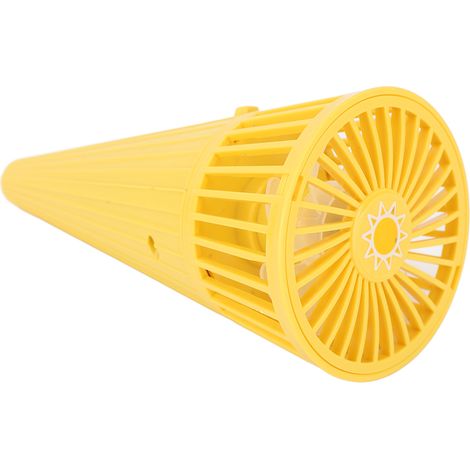 Mini ventilateur de table portable en forme de cône, à suspendre autour du cou, jaune (1/5)