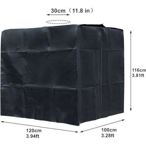 Housse de protection pour cuve IBC 1000L 116x100x120cm - Couvercle anti-UV et anti-poussière - Noir - Compatible réservoir d'eau