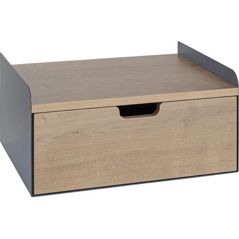 Étagère Murale Avec Tiroir "Korfu" 40cm Anthracite & Chêne (1/5)