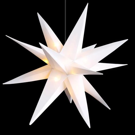 Étoile de Noël 3D LED, blanc chaud - 25 cm - Étoile lumineuse avec minuterie pour extérieur - Décoration de Noël, de l'Avent et d'hiver à suspendre (1/2)