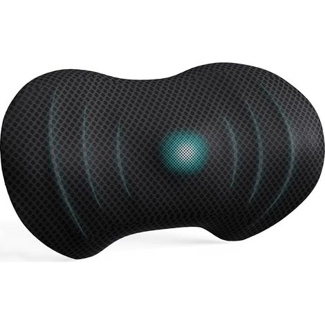 Coussin de soutien lombaire ergonomique en forme d'os, tissu en maille de football noir, coussin de dossier en mousse à mémoire de forme avec marquage du centre de pression, support lombaire pour bure (1/4)