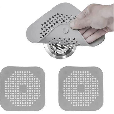 Lot de 2 crépines d'évier de cuisine avec filtre à cheveux et ventouse anti-obstruction pour bonde de sol (gris) (1/5)
