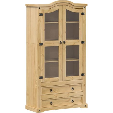 Glass Display Cabinet Corona 99x43x187 cm Solid Wood Pine vidaXL