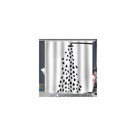 Rideau de douche en tissu 180 x 180 cm – Imperméable et résistant à la moisissure – Installation facile avec anneaux inoxydables (1/5)