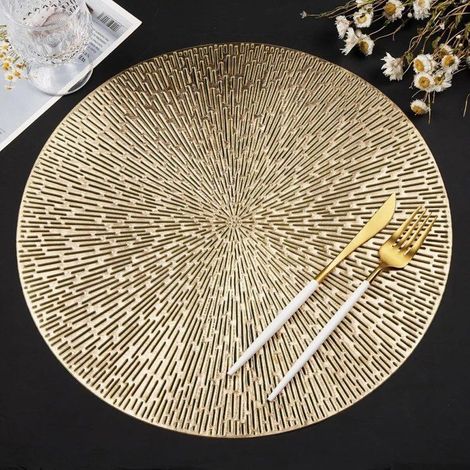 Sets de table ronds dorés - KAGOLOW - Lot de 6 - 38 cm - PVC - Résistants à la chaleur - Lavables - Antidérapants (1/5)