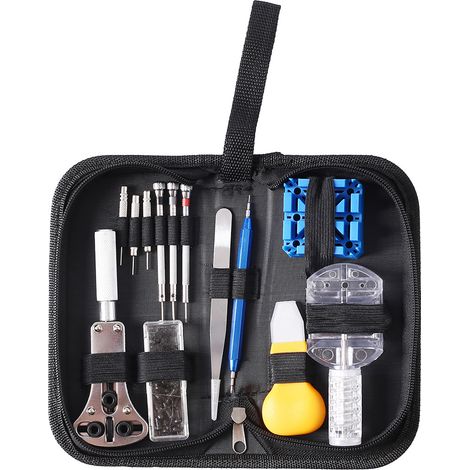 Transparent watch strap removal tool, 13-piece watch repair tool set, tool bag for battery replacement and watch repair, case back removal tool, transparent watch strap removal tool.--DTEKGAZ