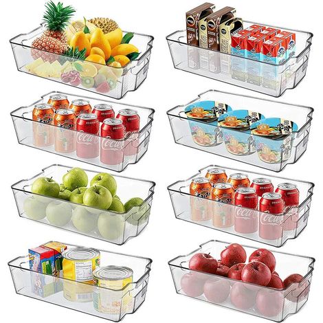 JOORRTBoîte de rangement pour réfrigérateur 8 pièces 31,5 x 16 x 9 cm pour réfrigérateur de cuisine, casier, organisateur, plastique sans BPA, matériau sûr et transparent (1/5)