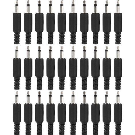 30 Pcs Prise Jack de réparation de Remplacement TS 3,5 mm, Prise mâle Mono 2 pôles 1/8", connecteur de câble Audio de Type à souder 3,5 mm pour réparation de Bricolage (1/5)