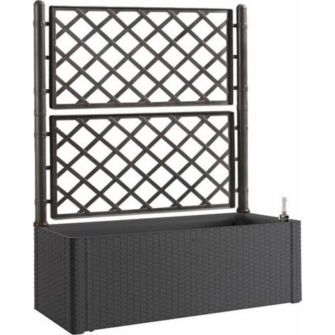 Fioriera Rettangolare 100x43 Resina con Spalliera in Pvc da Esterno Balcone Vasi