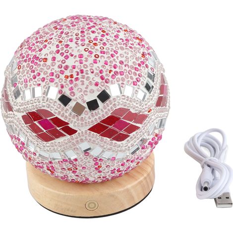 Ortviai Lampe de nuit baroque en verre avec touche USB, 3 couleurs et gradation infinie – Décoration élégante pour table de chevet