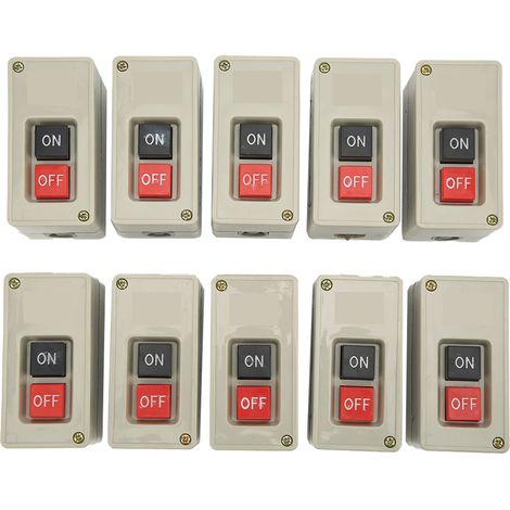 10 Stück Drehstrom-Motorschalter, 2 Positionen, selbstrückstellend, Druckknopf, 380 V 30 A für Schaltschränke
