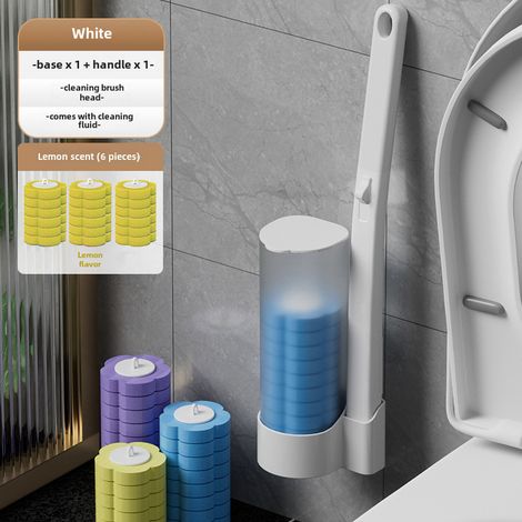 Brosse Toilette Jetable – Base + 6 Recharges Citron – Nettoyage Sans Coins Difficiles (1/5)