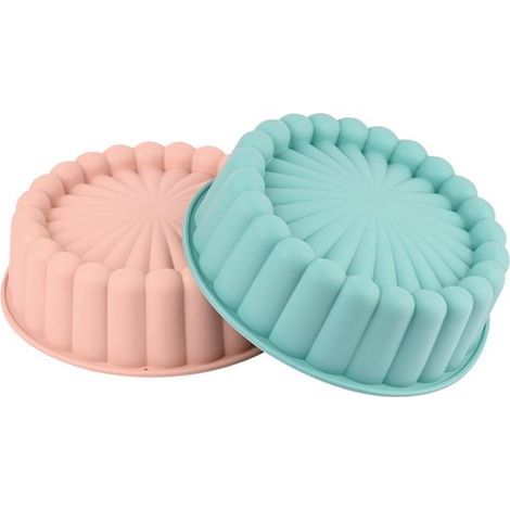 Moule à gâteau rond en silicone - Lot de 2 - 20 cm - Souple et antiadhésif - Réutilisable (1/5)