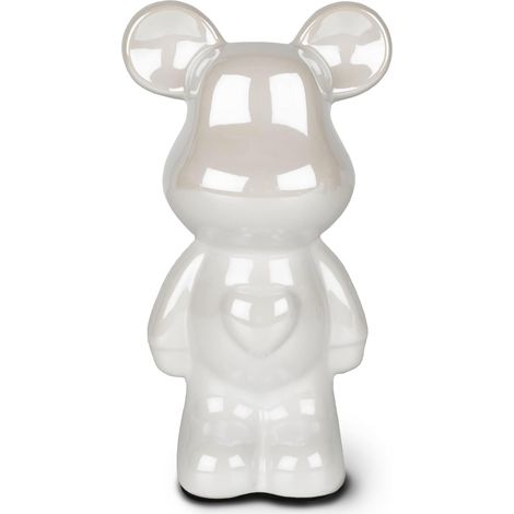 1 Statue Ours,Céramique,Brillant Blanc Ivoire,18 cm,Décoration Salon,Bureau (1/5)