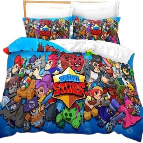 Housse de couette 3D Brawl Stars 140x200 cm, parure de lit enfant/ado avec taie d'oreiller, imprimé coloré (1/5)
