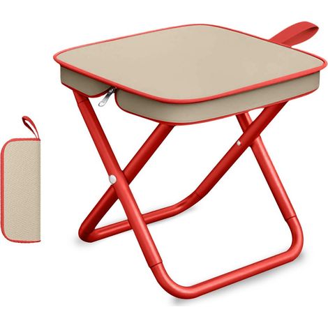 Tabouret de Camping Pliant, Mini Chaise Pliante Portable, Tabouret de Pêche Léger, Siège de Camping Portable pour Jardin, Pique Nique (Rouge) (1/5)